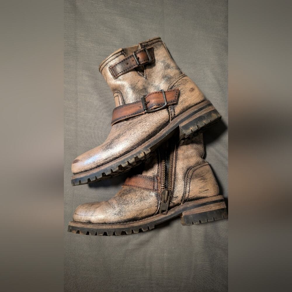 Freebird by Steven Brown Tan Combat Moto Boots